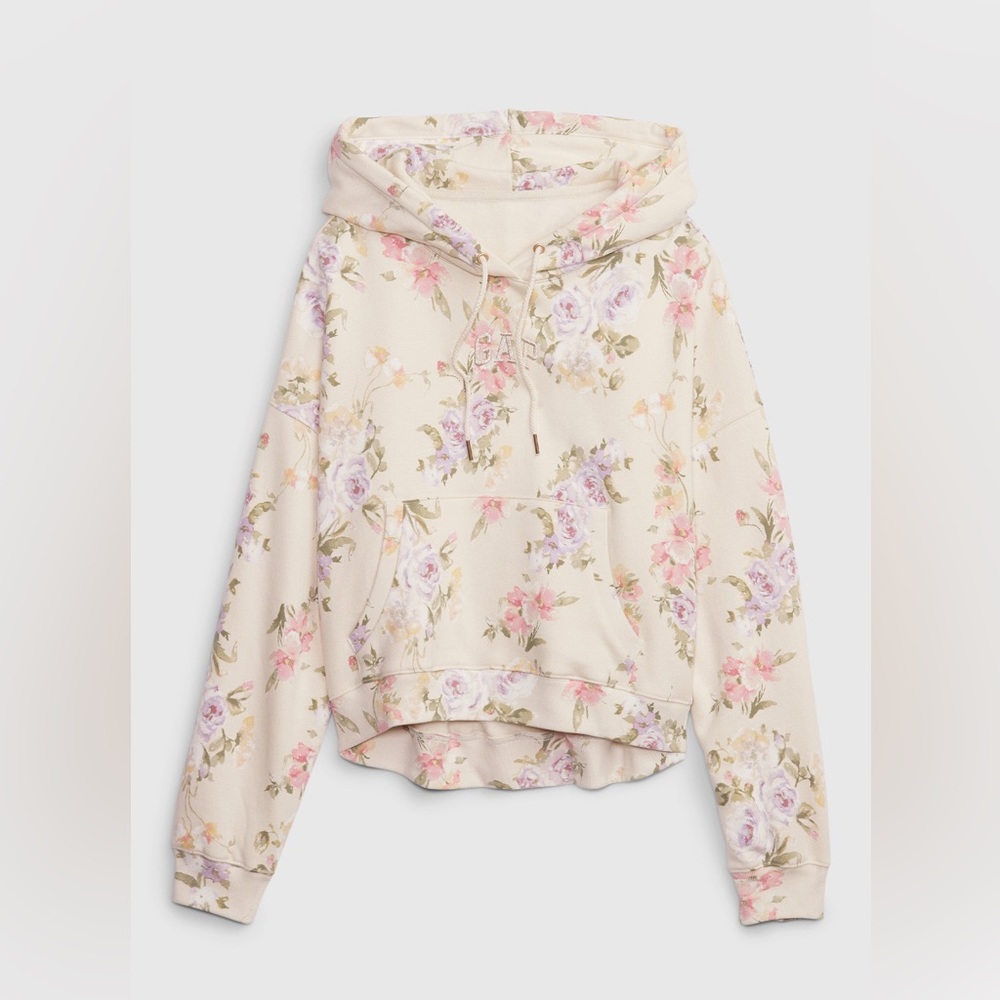 GAP X LOVESHACKFANCY CROPPED FLORAL HOODIE